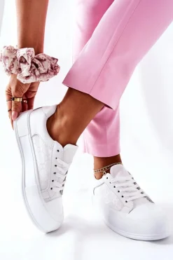 Trampki Damskie Niskie>Boto Damskie Trampki Na Platformie Białe Honey