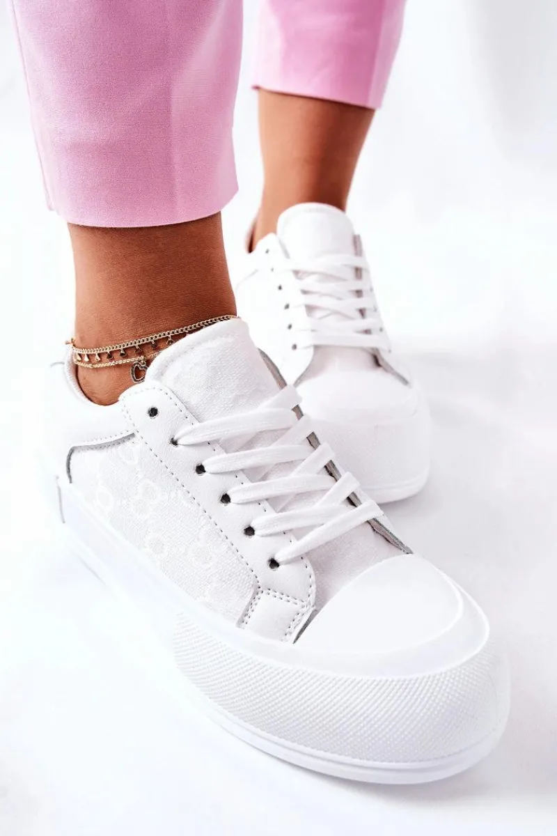 Trampki Damskie Niskie>Boto Damskie Trampki Na Platformie Białe Honey