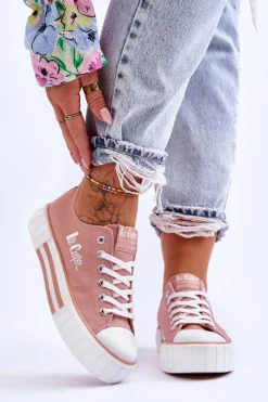 Discount Lee Cooper Damskie Trampki Na Platformie LCW-23-31-1804L Różowe