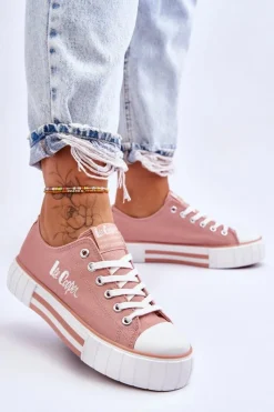 Discount Lee Cooper Damskie Trampki Na Platformie LCW-23-31-1804L Różowe