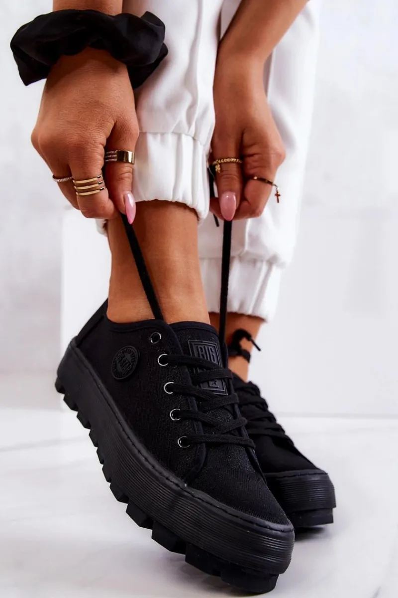 Discount Big Star Shoes Damskie Trampki Na Platformie BIG STAR JJ274489 Czarne