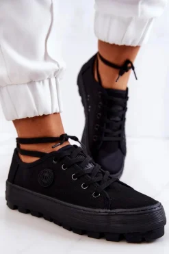 Discount Big Star Shoes Damskie Trampki Na Platformie BIG STAR JJ274489 Czarne