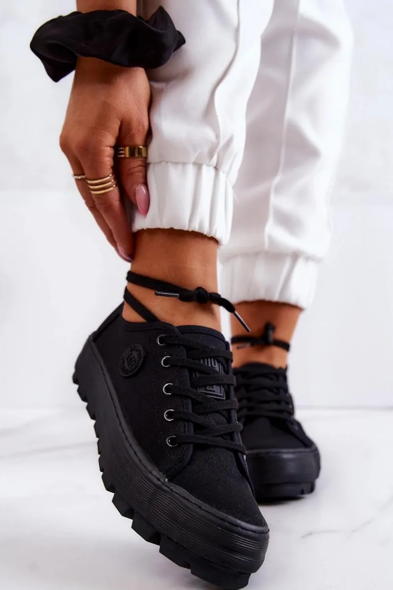 Discount Big Star Shoes Damskie Trampki Na Platformie BIG STAR JJ274489 Czarne