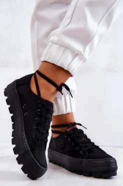 Discount Big Star Shoes Damskie Trampki Na Platformie BIG STAR JJ274489 Czarne