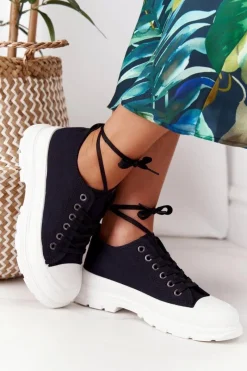 Sale Boto Damskie Trampki Na Platformie Czarne Travel Time