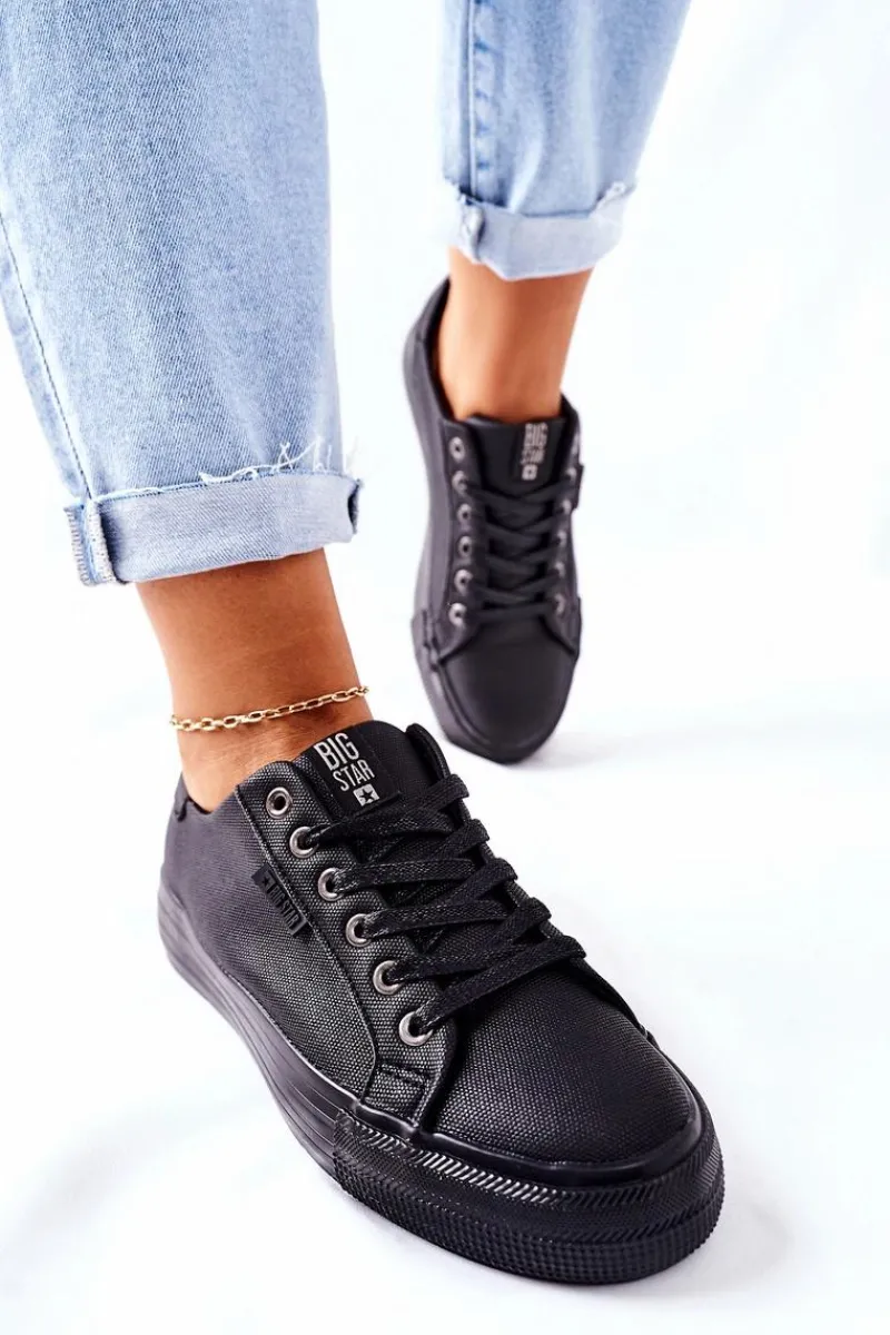 Trampki Damskie Big Star|Trampki Damskie Niskie>Big Star Shoes Damskie Trampki Na Platformie BIG STAR II274345 Czarne Czarny