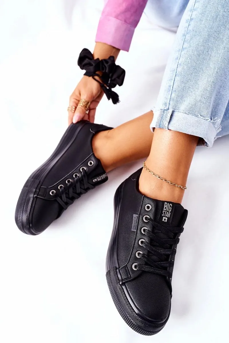 Trampki Damskie Big Star|Trampki Damskie Niskie>Big Star Shoes Damskie Trampki Na Platformie BIG STAR II274345 Czarne Czarny