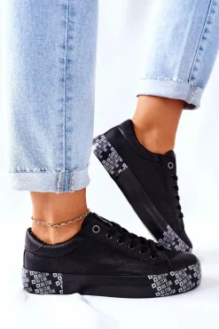 Trampki Damskie Big Star|Trampki Damskie Niskie>Big Star Shoes Damskie Trampki Na Platformie BIG STAR II274183 Czarne