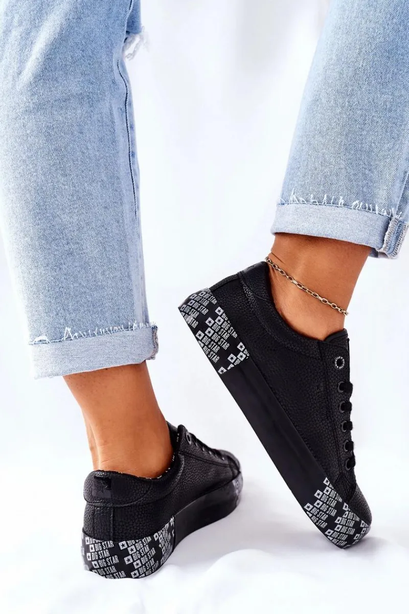 Trampki Damskie Big Star|Trampki Damskie Niskie>Big Star Shoes Damskie Trampki Na Platformie BIG STAR II274183 Czarne