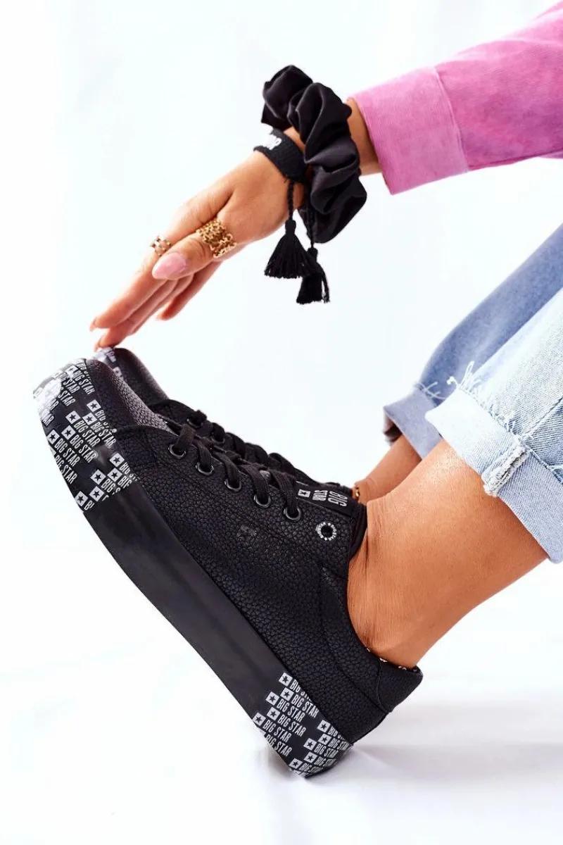 Trampki Damskie Big Star|Trampki Damskie Niskie>Big Star Shoes Damskie Trampki Na Platformie BIG STAR II274183 Czarne