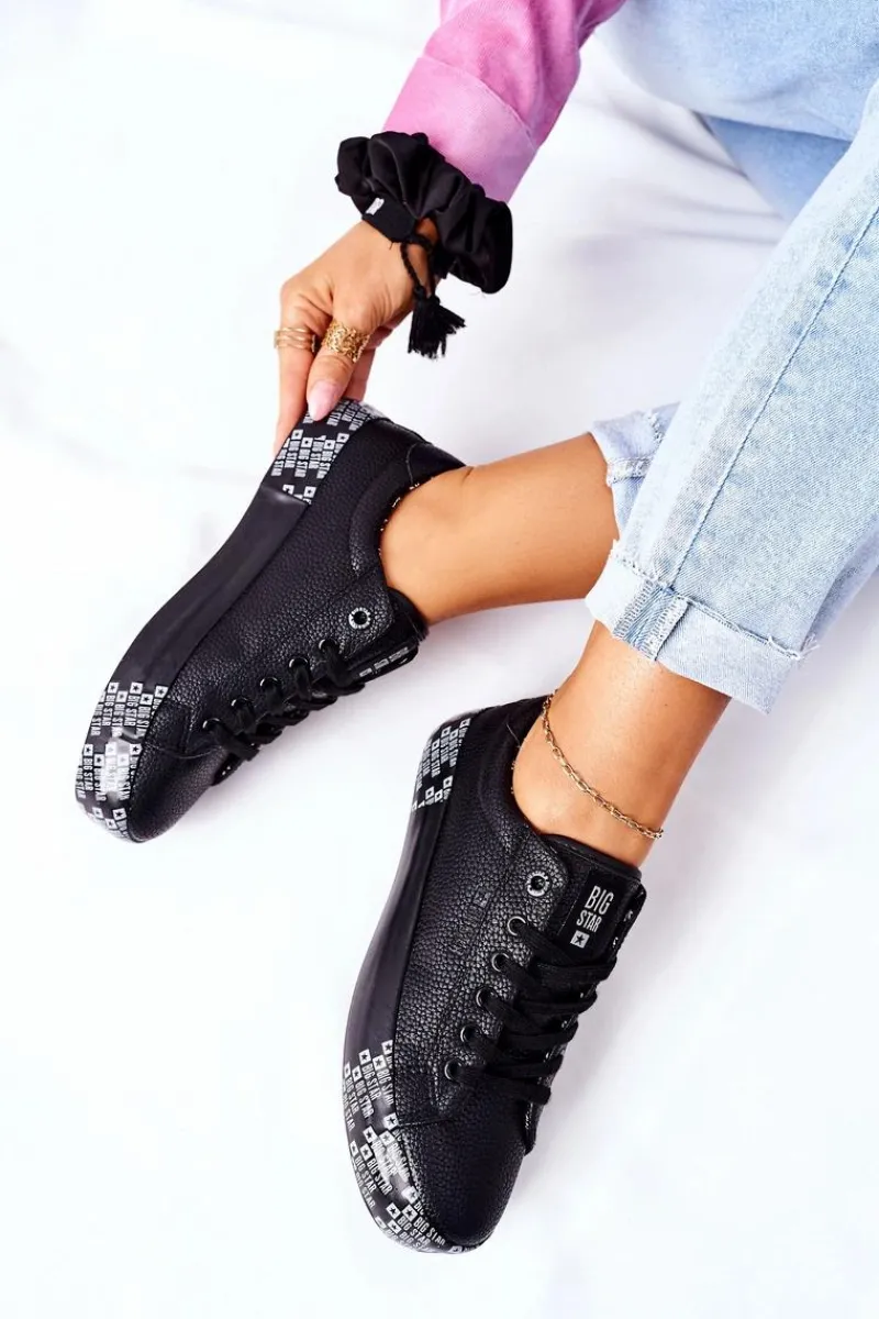 Trampki Damskie Big Star|Trampki Damskie Niskie>Big Star Shoes Damskie Trampki Na Platformie BIG STAR II274183 Czarne