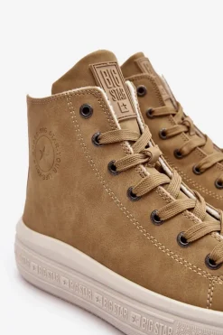 Trampki Damskie Big Star|Trampki Damskie Wysokie></noscript>Big Star Shoes Damskie Trampki Na Suwak Ocieplane Camel Big Star MM274026