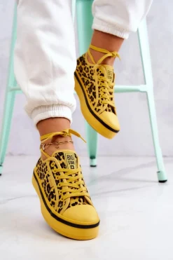 Sale Big Star Shoes Damskie Trampki Pantera BIG STAR JJ274616 Żółte
