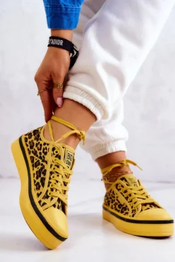 Sale Big Star Shoes Damskie Trampki Pantera BIG STAR JJ274616 Żółte