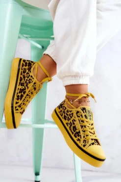 Sale Big Star Shoes Damskie Trampki Pantera BIG STAR JJ274616 Żółte