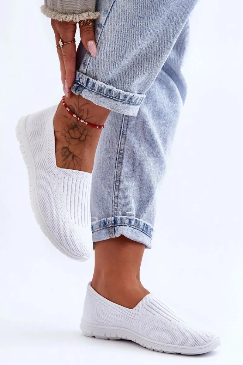 Damskie Trampki Tenisówki Wsuwane Białe Lento Damskie Trampki Damskie Slip-On|Trampki Damskie Niskie