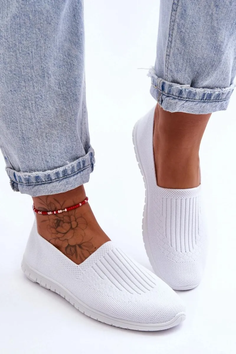 Damskie Trampki Tenisówki Wsuwane Białe Lento Damskie Trampki Damskie Slip-On|Trampki Damskie Niskie