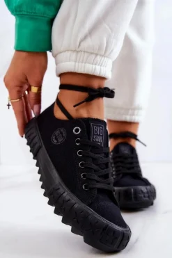 Online Damskie Trampki Tenisówki BIG STAR JJ274510 Czarne Damskie Trampki Damskie Big Star|Trampki Damskie Niskie