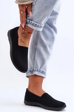 Trampki Damskie Slip-On|Trampki Damskie Niskie>Evento Damskie Trampki Tenisówki Wsuwane Czarne Lento