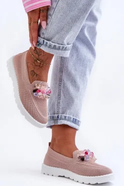 Discount Boto Damskie Trampki Tenisówki Wsuwane Z Ozdobą Różowe Taylor