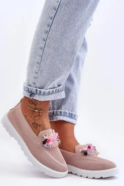 Discount Boto Damskie Trampki Tenisówki Wsuwane Z Ozdobą Różowe Taylor