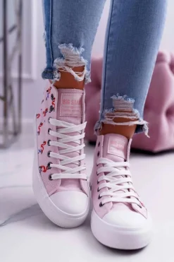 Trampki Damskie Big Star|Big Star>Big Star Shoes Damskie Trampki Wysokie Flamingi Big Star Różowe DD274661