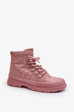 Outlet Boto Damskie Trampki Z Elastyczną Cholewką Różowe Kalyne