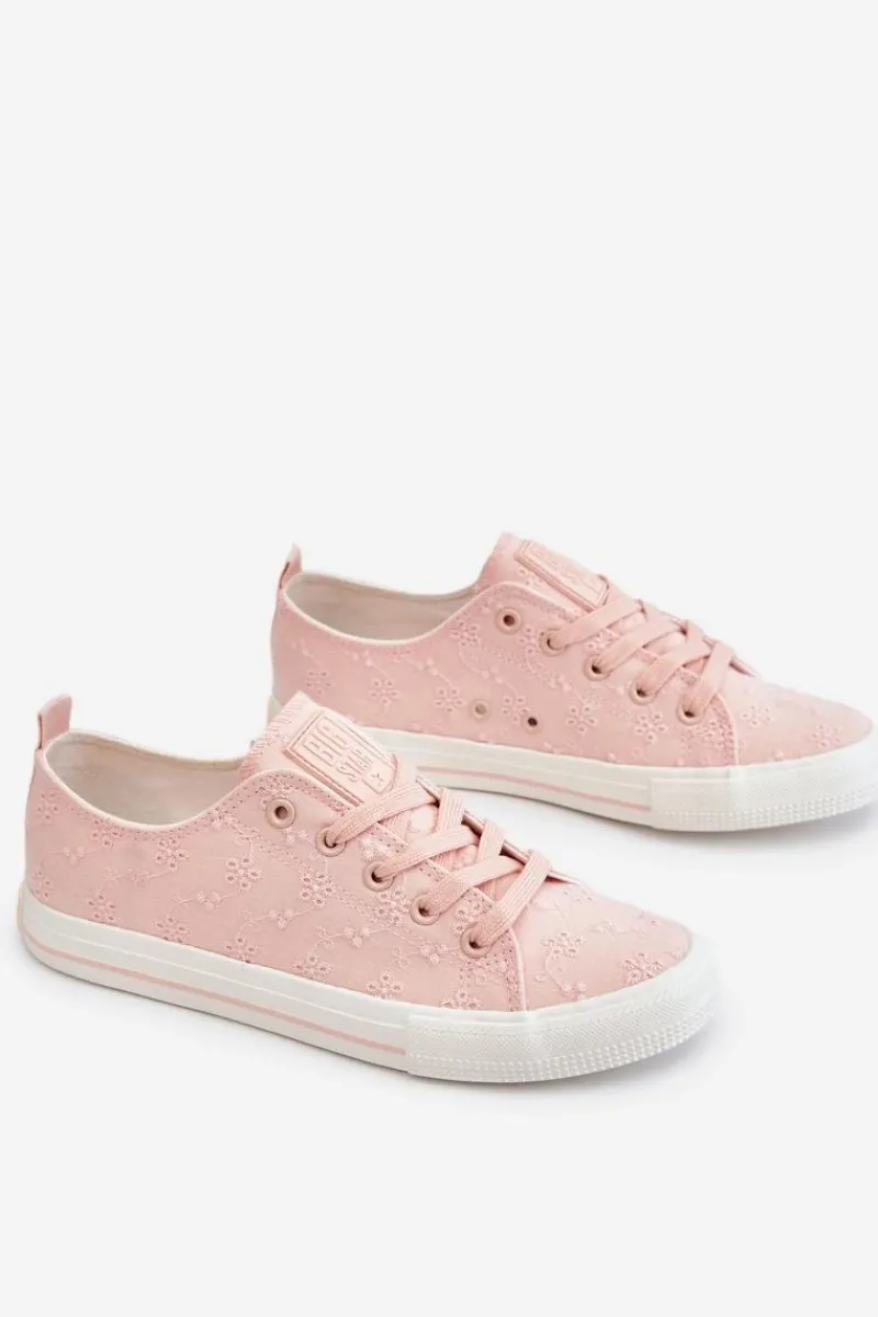 Sale Damskie Trampki Z Haftem Big Star LL274224 Różowe Damskie Trampki Damskie Big Star|Trampki Damskie Niskie