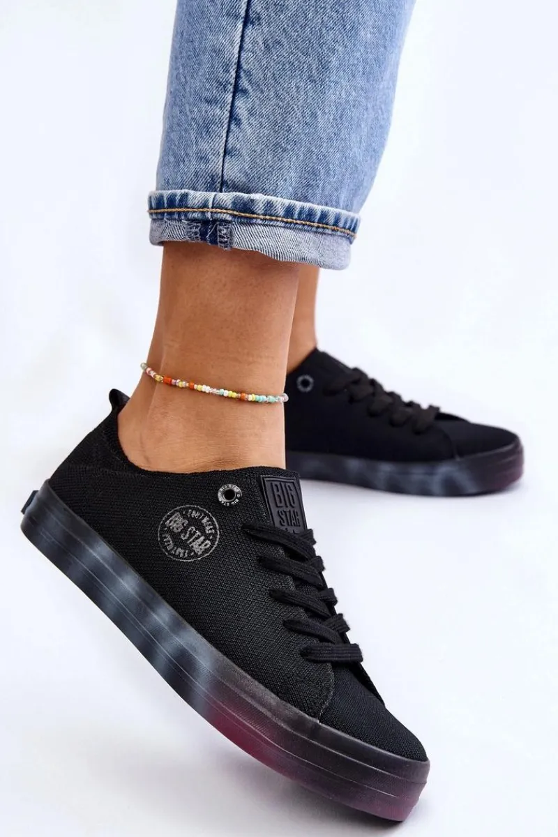 Trampki Damskie Big Star|Trampki Damskie Niskie>Big Star Shoes Damskie Trampki Z Kolorową Platformą Big Star LL274239 Czarne Czarny