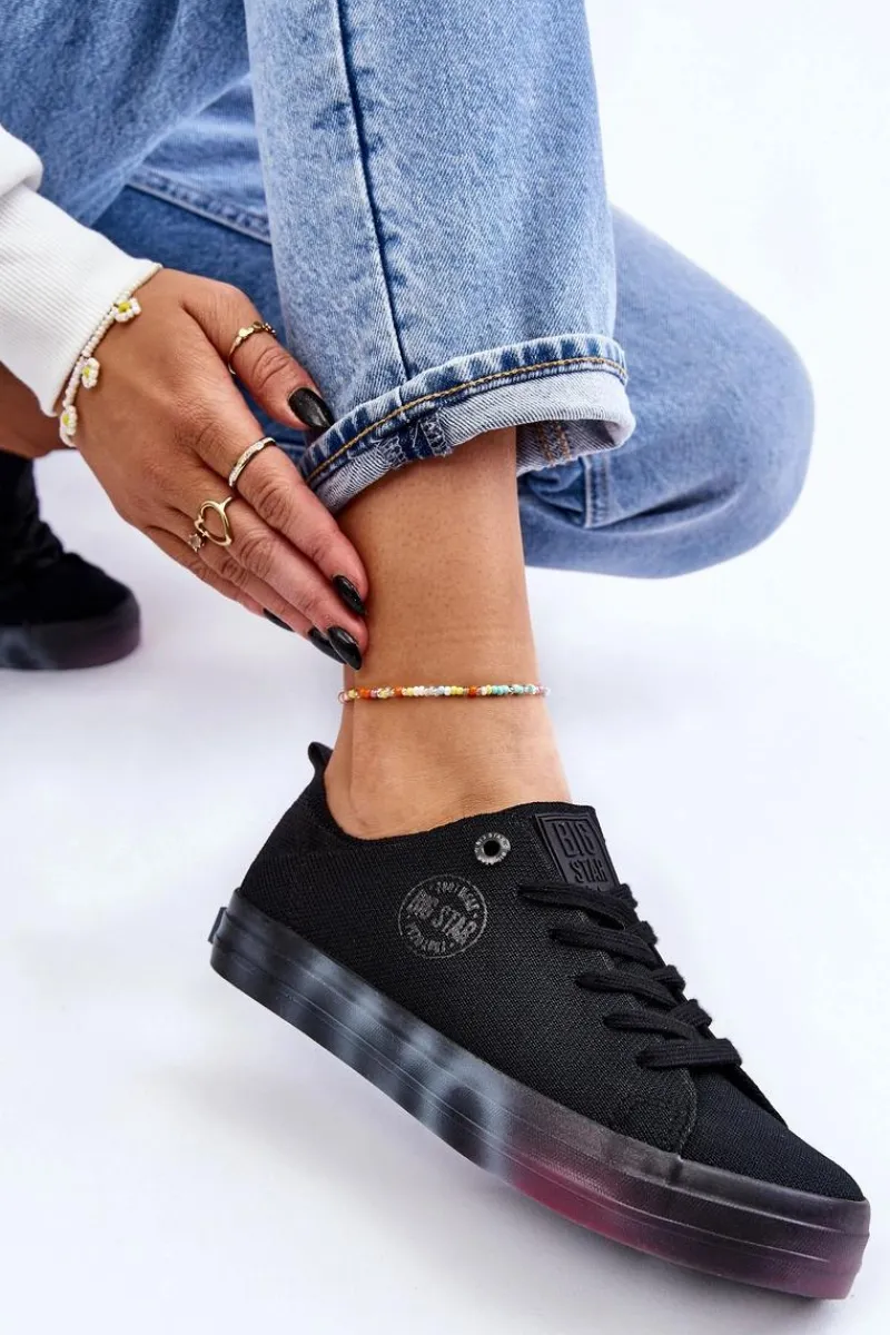 Trampki Damskie Big Star|Trampki Damskie Niskie>Big Star Shoes Damskie Trampki Z Kolorową Platformą Big Star LL274239 Czarne Czarny