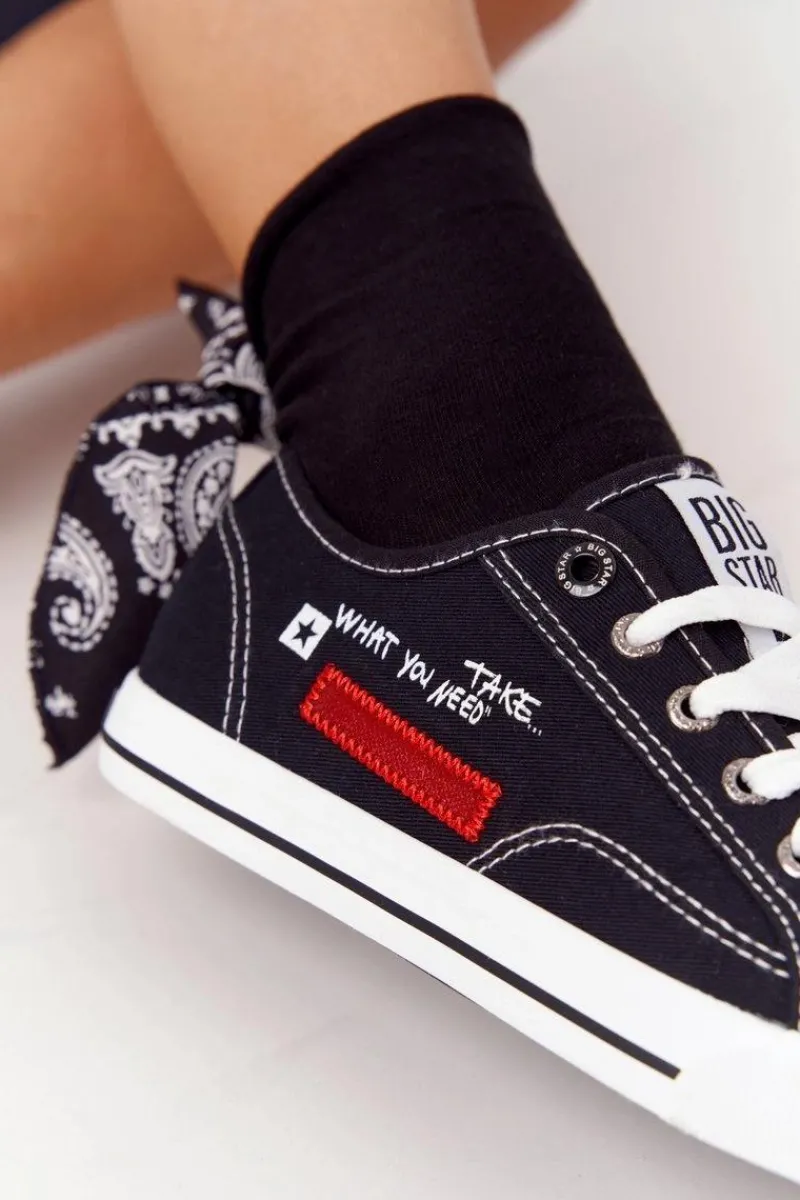 Trampki Damskie Big Star|Trampki Damskie Niskie>Big Star Shoes Damskie Trampki Z Napisem BIG STAR FF274082 Czarne