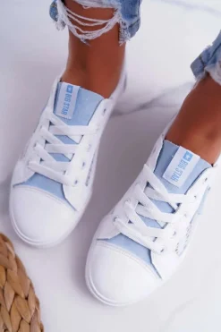 Online Big Star Shoes Damskie Trampki Z Siateczką Big Star DD274689 Biało-Niebieskie