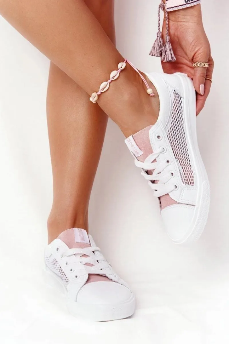 Big Star Shoes Damskie Trampki Z Siateczką Big Star DD274688 Biało-Różowe