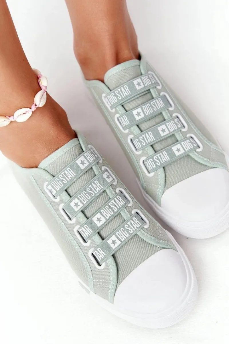 Trampki Damskie Big Star|Trampki Damskie Niskie>Big Star Shoes Damskie Trampki Ze Ściągaczami BIG STAR HH274097 Zielone