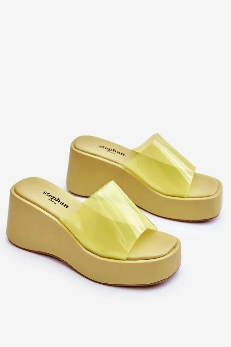 Online Damskie Transparentne Klapki Na Koturnie Jasnozielone Eliane Damskie Klapki Na Koturnie|Klapki Damskie Klasyczne