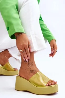 Online Damskie Transparentne Klapki Na Koturnie Jasnozielone Eliane Damskie Klapki Na Koturnie|Klapki Damskie Klasyczne