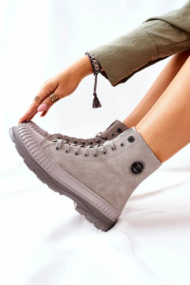 Damskie Trapery|Botki Sznurowane>Big Star Shoes Damskie Trapery Big Star II274350 Szare