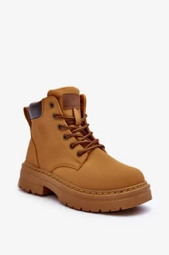 Best Boto Damskie Trapery Botki Ocieplane Brązowe Corbin Brązowy