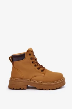 Best Boto Damskie Trapery Botki Ocieplane Brązowe Corbin Brązowy