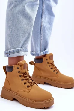 Best Boto Damskie Trapery Botki Ocieplane Brązowe Corbin Brązowy