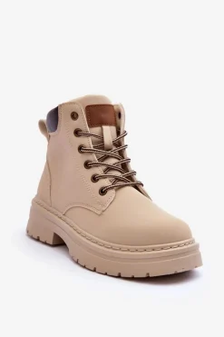 Botki Ocieplane|Damskie Trapery>Boto Damskie Trapery Botki Ocieplane Jasnobeżowe Corbin Beżowy