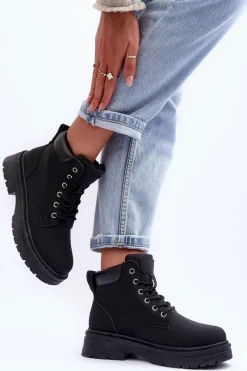 Hot Boto Damskie Trapery Botki Ocieplane Czarne Corbin Czarny