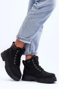 Hot Boto Damskie Trapery Botki Ocieplane Czarne Corbin Czarny