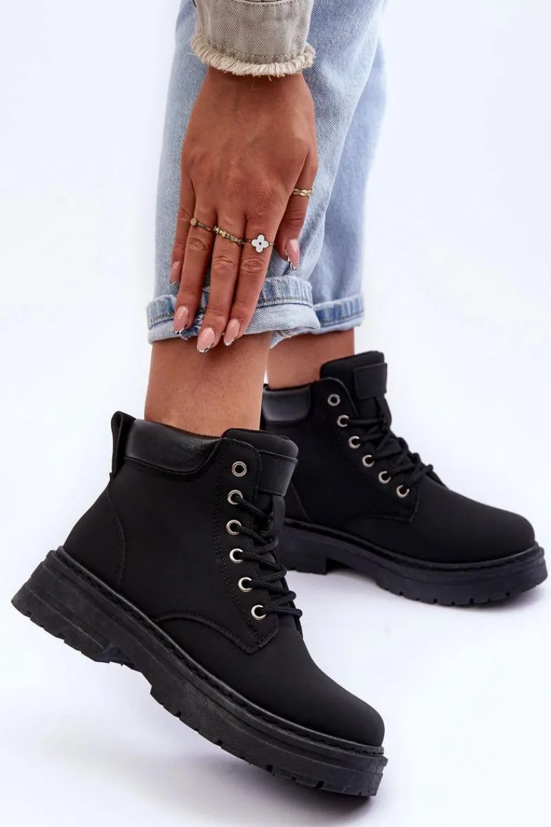 Hot Boto Damskie Trapery Botki Ocieplane Czarne Corbin Czarny