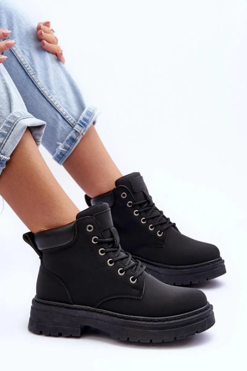 Hot Boto Damskie Trapery Botki Ocieplane Czarne Corbin Czarny