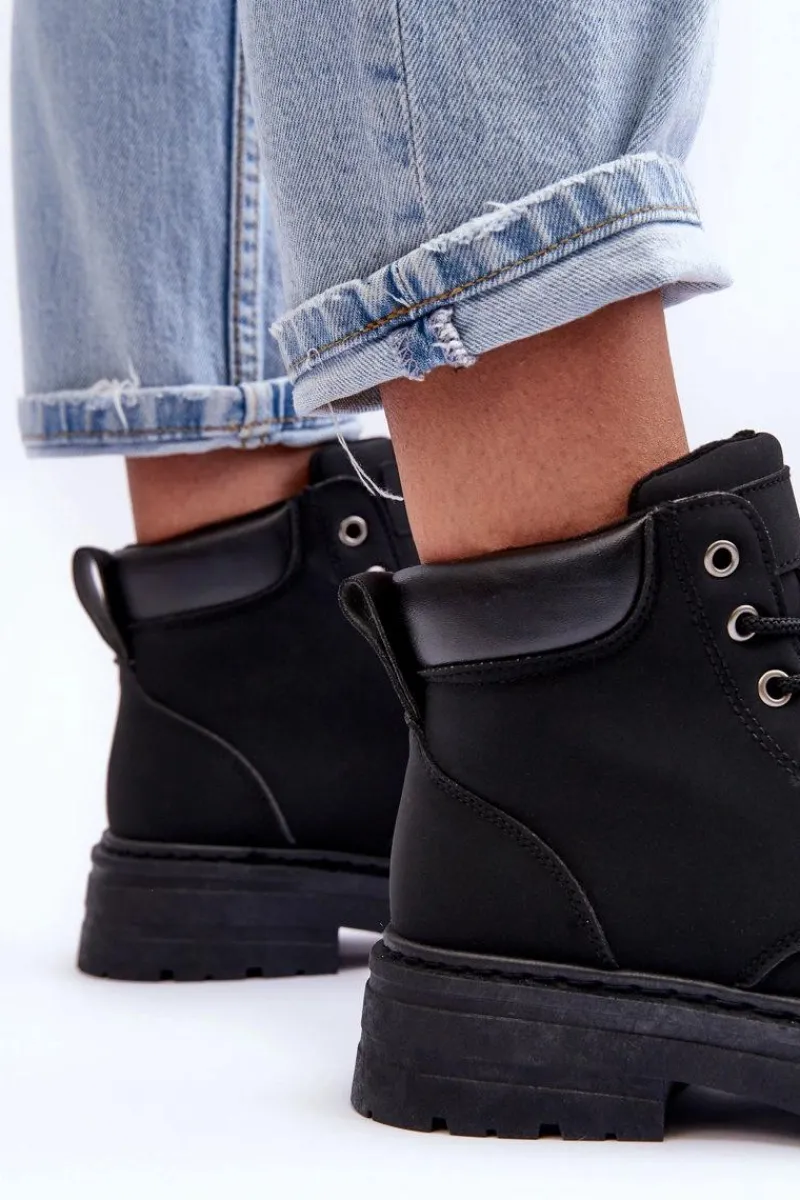 Hot Boto Damskie Trapery Botki Ocieplane Czarne Corbin Czarny