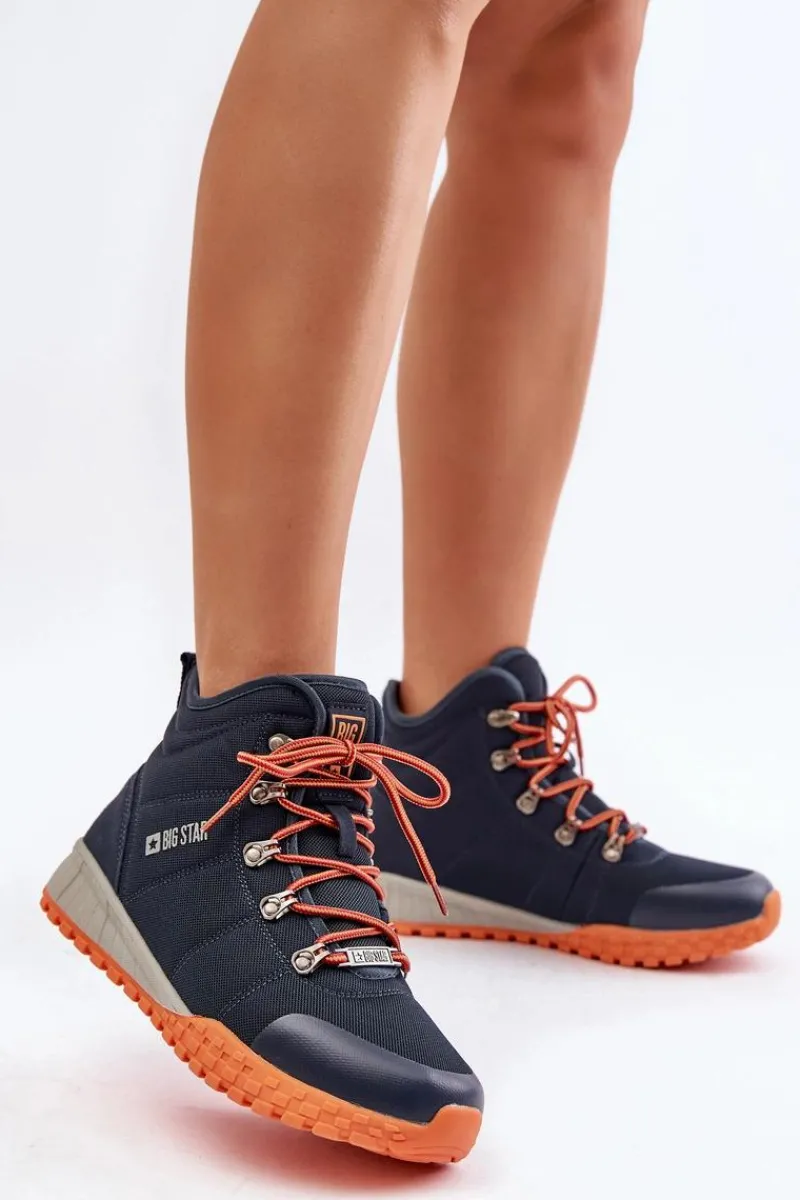 Discount Big Star Shoes Damskie Trapery Buty Sportowe Big Star KK274215 Memory Foam System Granatowe Niebieski