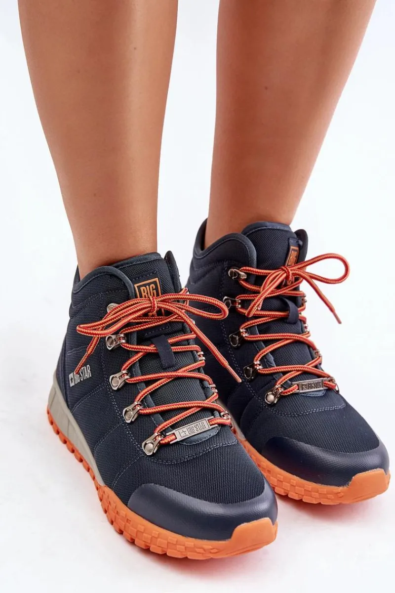 Discount Big Star Shoes Damskie Trapery Buty Sportowe Big Star KK274215 Memory Foam System Granatowe Niebieski