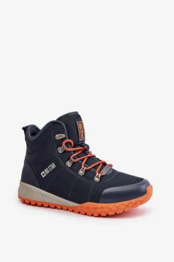 Discount Big Star Shoes Damskie Trapery Buty Sportowe Big Star KK274215 Memory Foam System Granatowe Niebieski