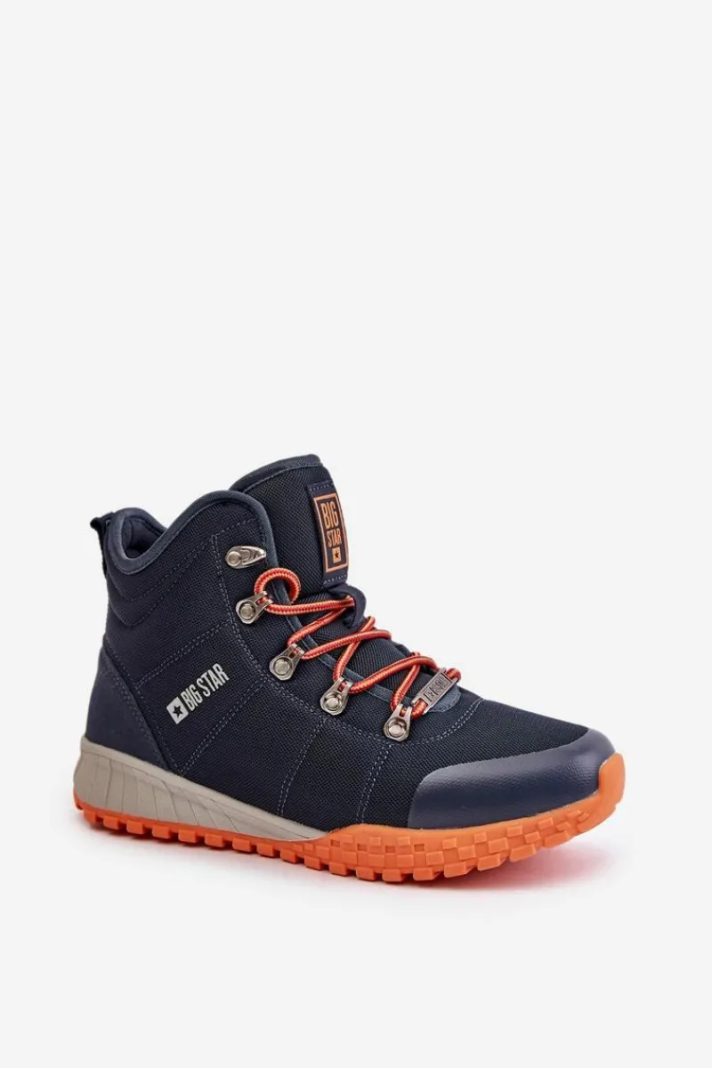 Discount Big Star Shoes Damskie Trapery Buty Sportowe Big Star KK274215 Memory Foam System Granatowe Niebieski